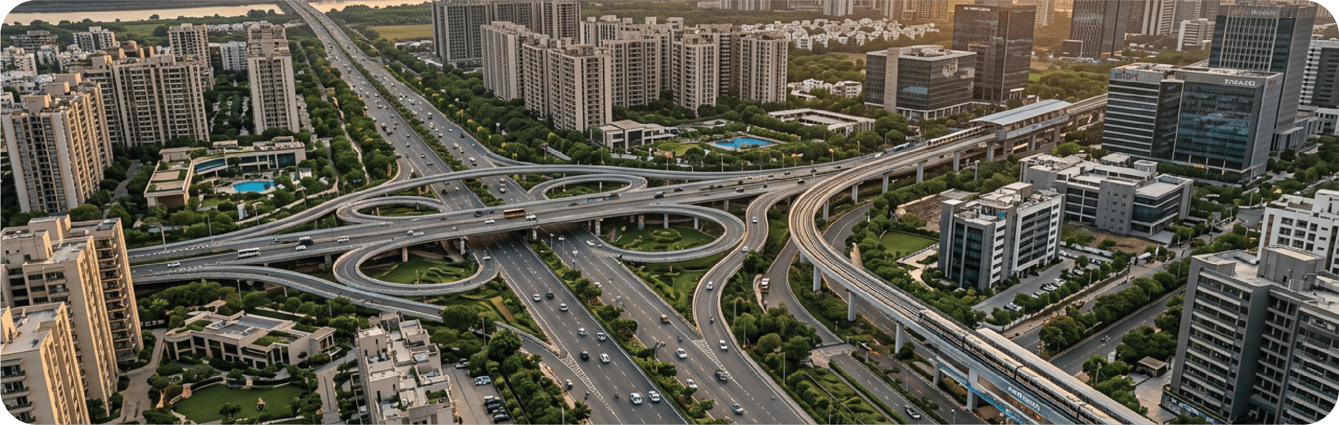 Highway interchange crossroads